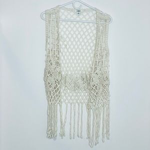 CATO Macramé Fringed Bohemian Vest Size M
